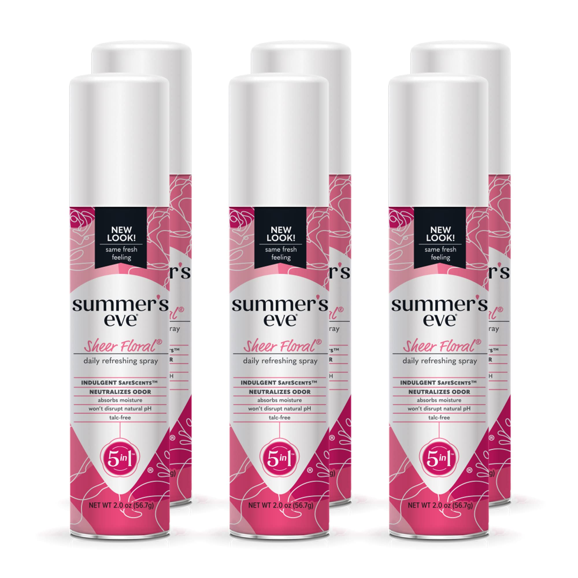 Summer's Eve Freshening Spray | Sheer Floral| 2 oz Size | Pack of 6 | pH Balanced, Dermatologist